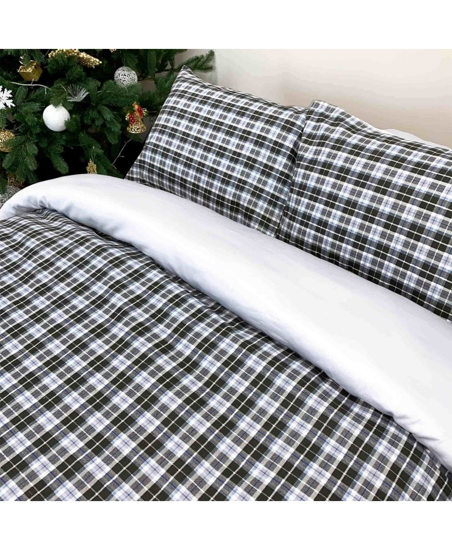 Комплект постельного белья Прованс Клеточка, фланель, 215х200, серый (14523) - фото 2