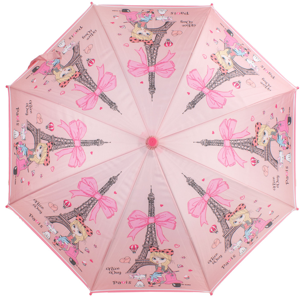Дитяча парасолька-палиця повний автомат Три слона 80 см рожева - фото 2