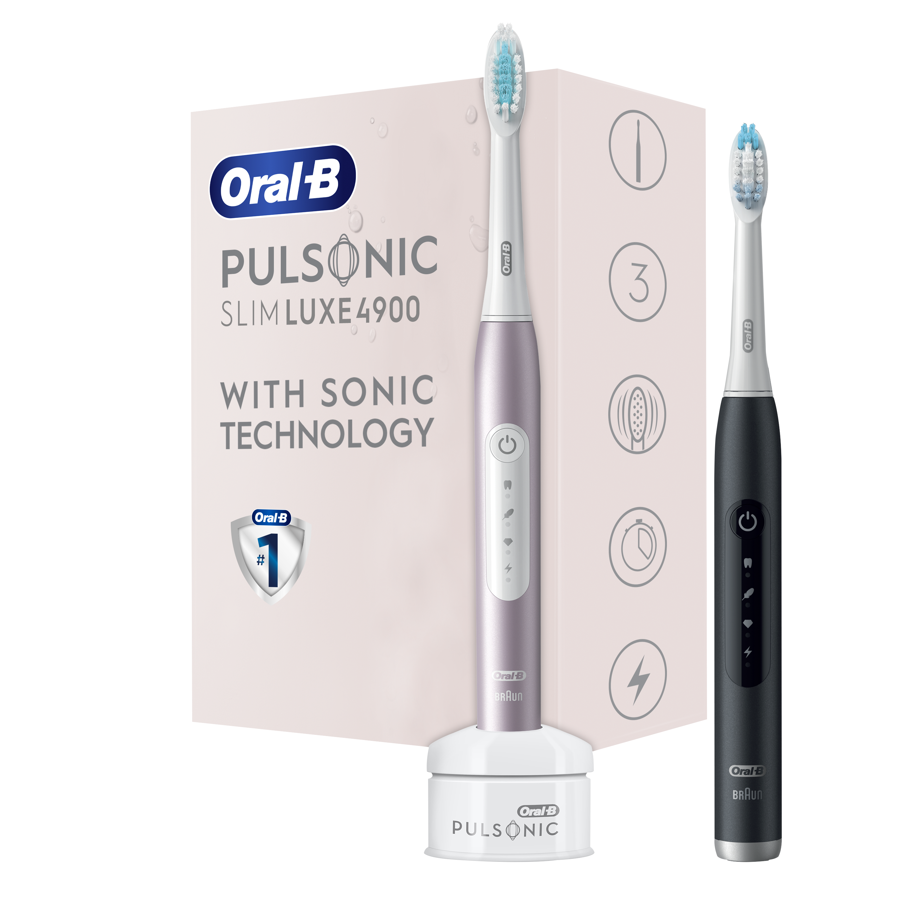 Электрическая зубная щётка Oral-B Pulsonic Slim Luxe 4900 S411.526.3H типа 3717, 2 шт. - фото 3