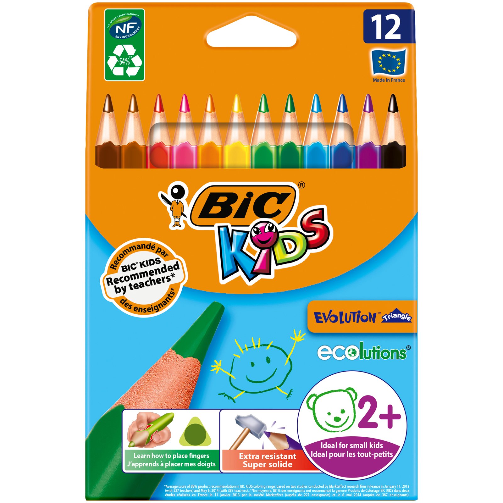 Карандаши цветные BIC Kids Evolution, 12 цветов (8297356) - фото 1