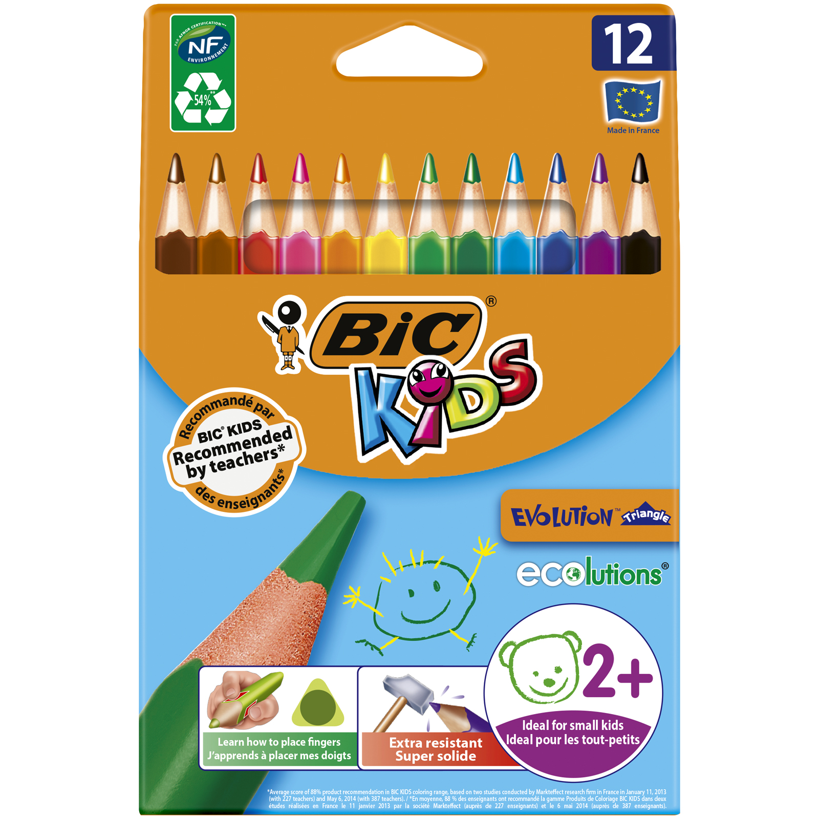 Карандаши цветные BIC Kids Evolution, 12 цветов (8297356) - фото 1