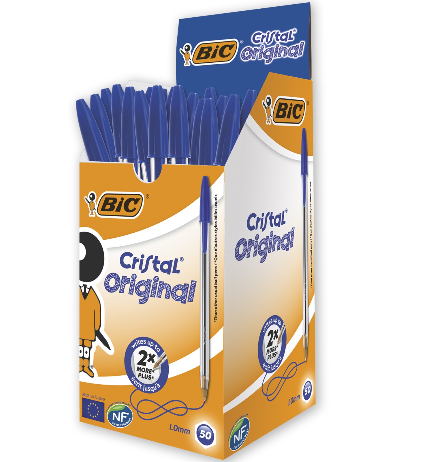 Ручка кулькова BIC Cristal Original, 0,32 мм, синій, 50 шт. (847898) - фото 1