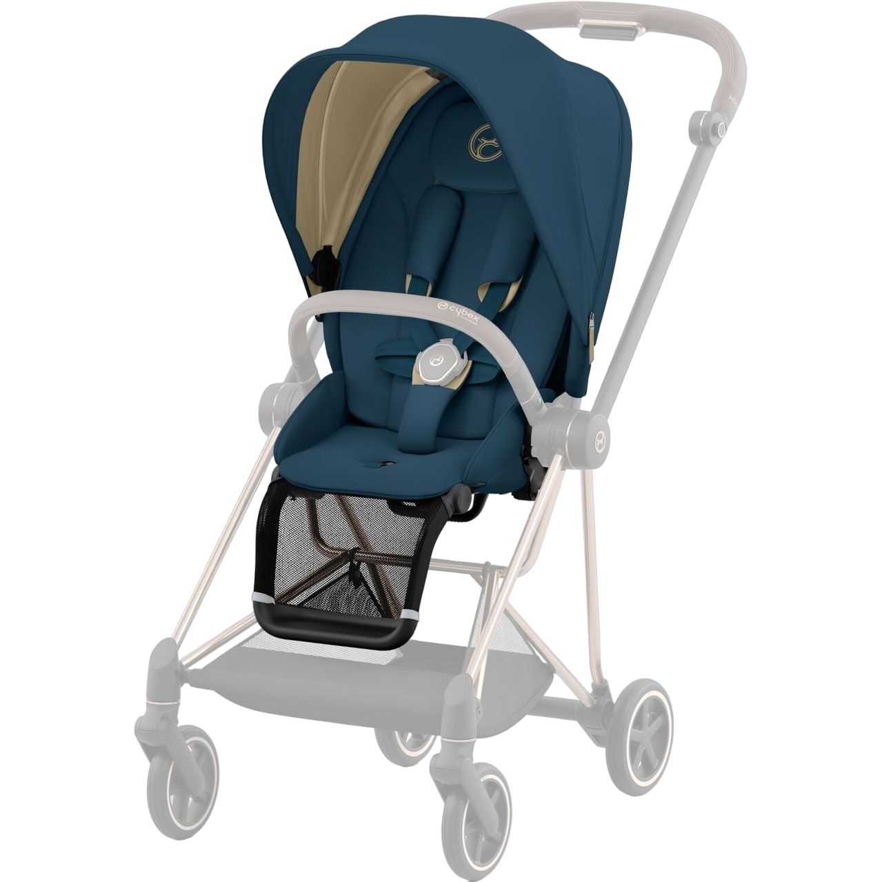 Люлька Cybex Mios Lux Mountain Blue + Текстиль для прогулочного блока Cybex Mios Mountain Blue + Шасси для коляски Cybex Mios LS RBA Chrome Brown - фото 8