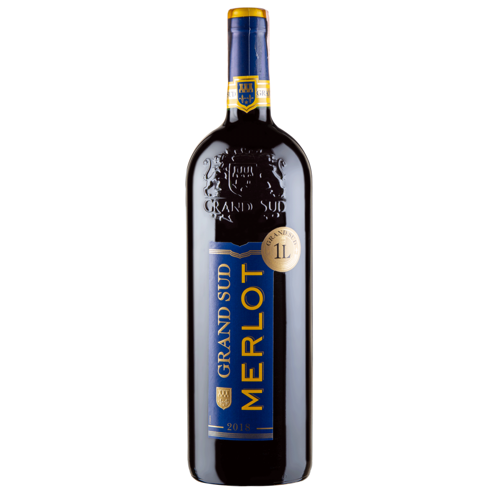 Вино Grand Sud Merlot, червоне, сухе, 13%, 1 л (1312240) - фото 1
