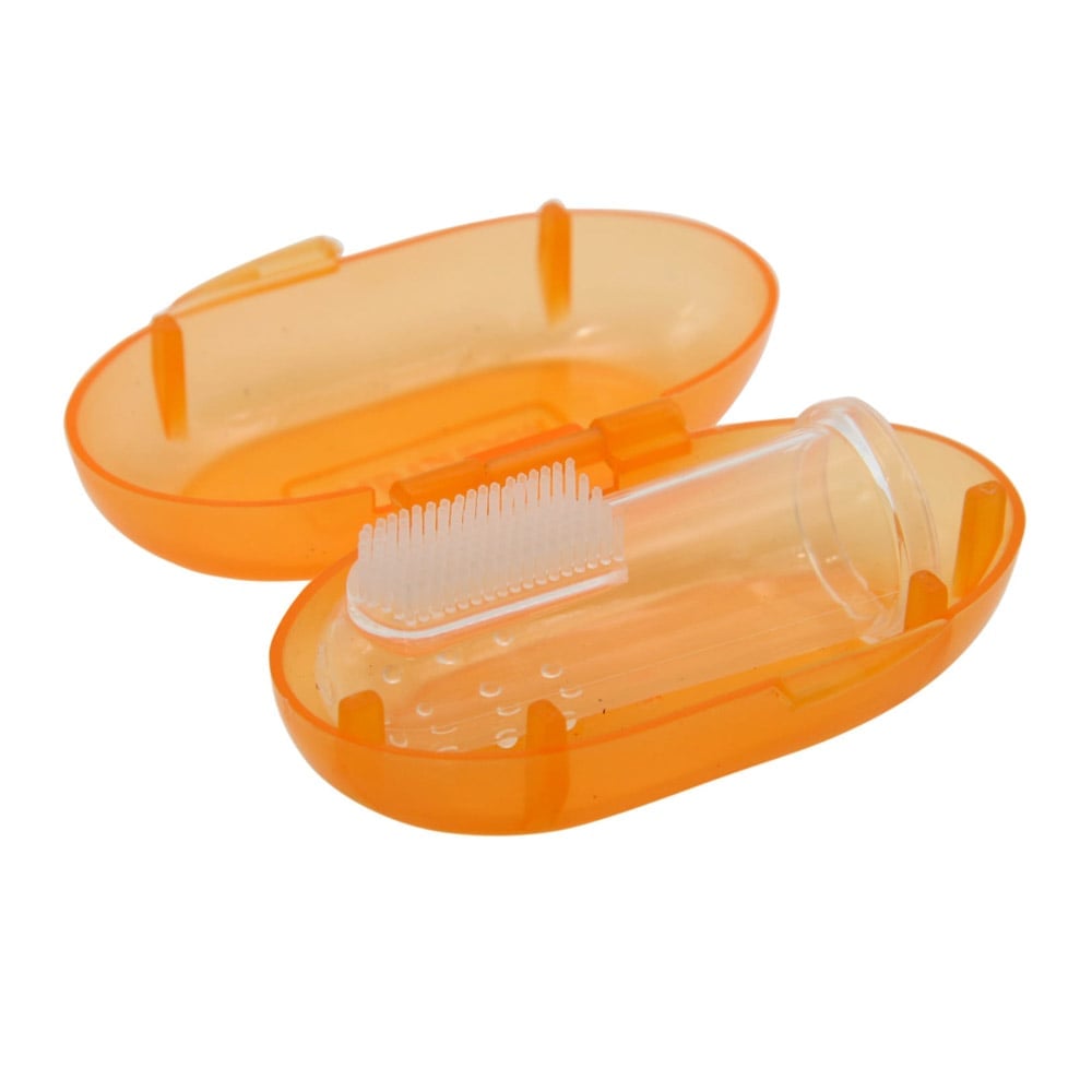 Зубна щітка-масажер Baby Team з контейнером, помаранчева (7200) - фото 1
