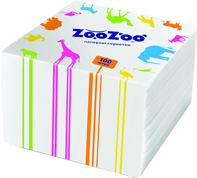 Бумажные салфетки ZooZoo, однослойные, белый, 100 шт. - фото 1
