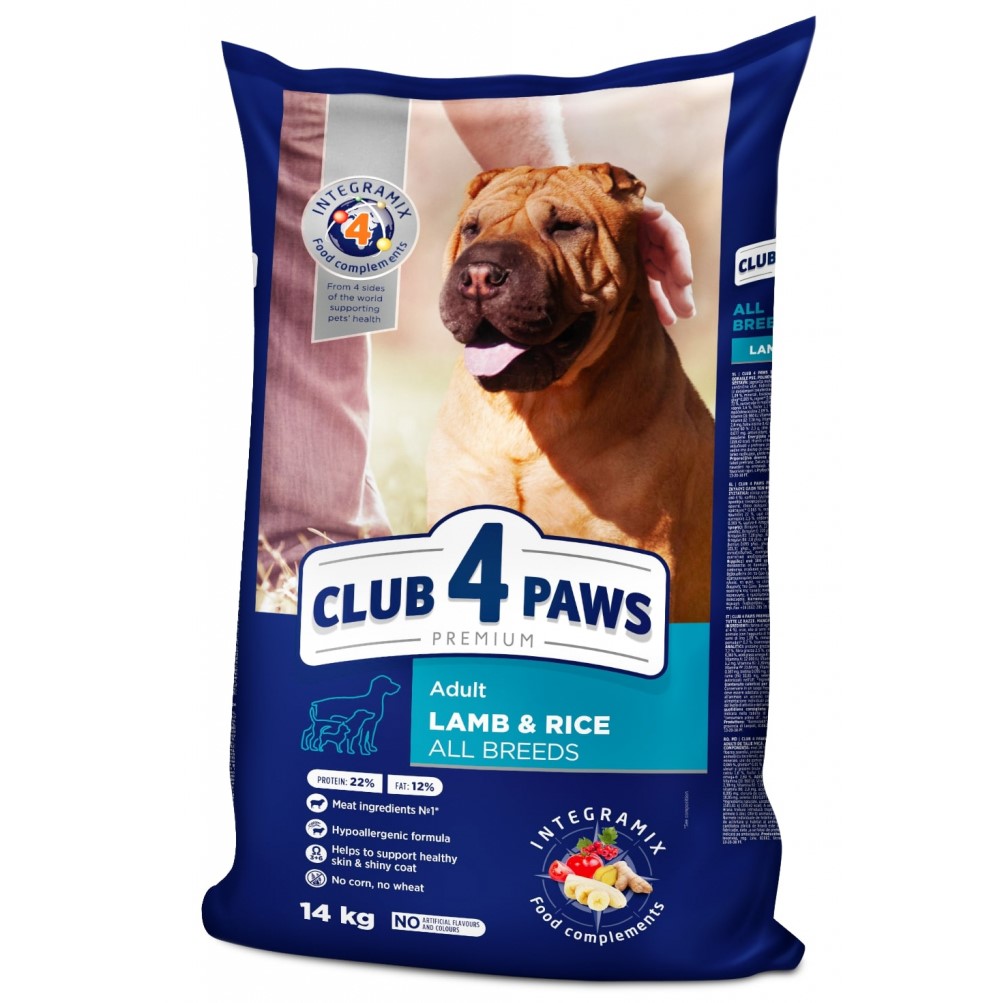 Сухой корм для собак всех пород Club 4 Paws Premium, ягненок и рис, 14 кг (B4530801) - фото 1