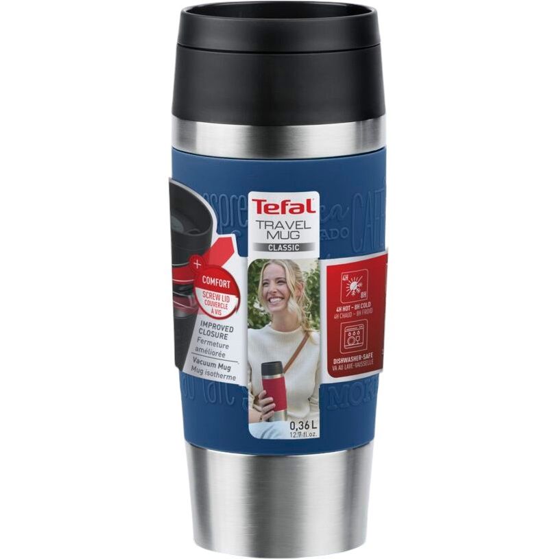 Термочашка Tefal Travel Mug Classic синяя 360 мл (N2020310) - фото 2