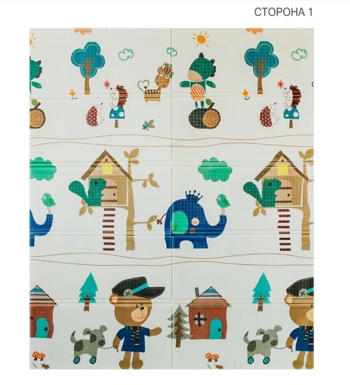 Дитячий двосторонній складаний килимок Poppet Лісові мешканці та Добрі сусіди, 150х180 см (PP008-150) - фото 2