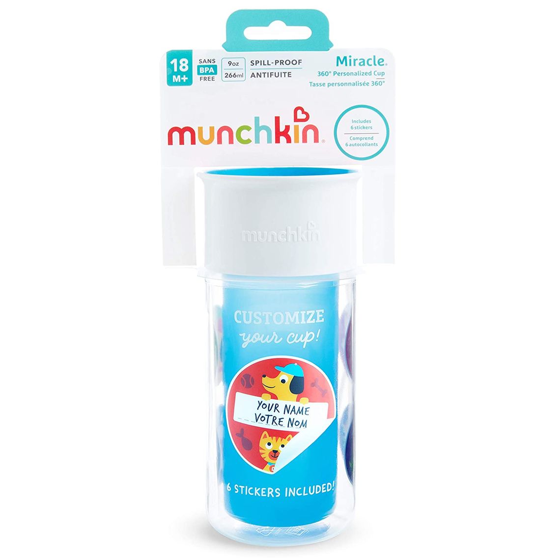 Поильник непроливайка Munchkin Miracle 360 Insulated Sticker, 266 мл, голубой (17407.01) - фото 5