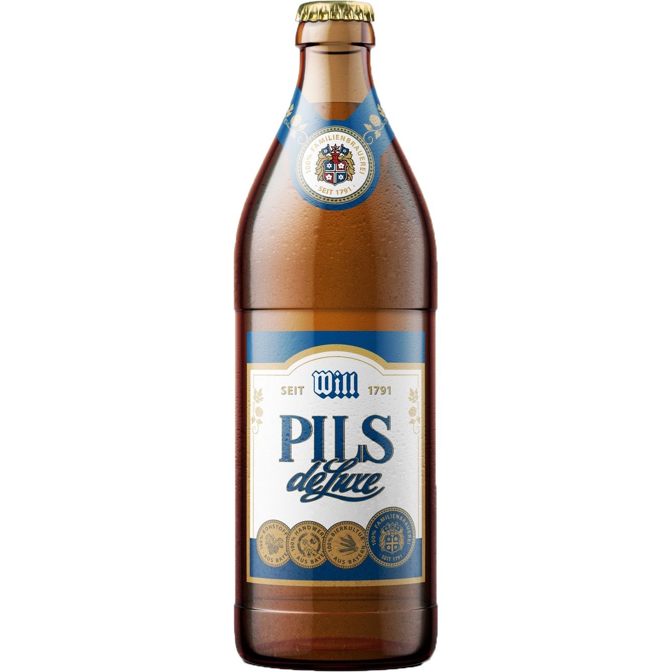 Пиво Will Brau Pils deLuxe светлое фильтрованное 4.9% 0.5 л - фото 1