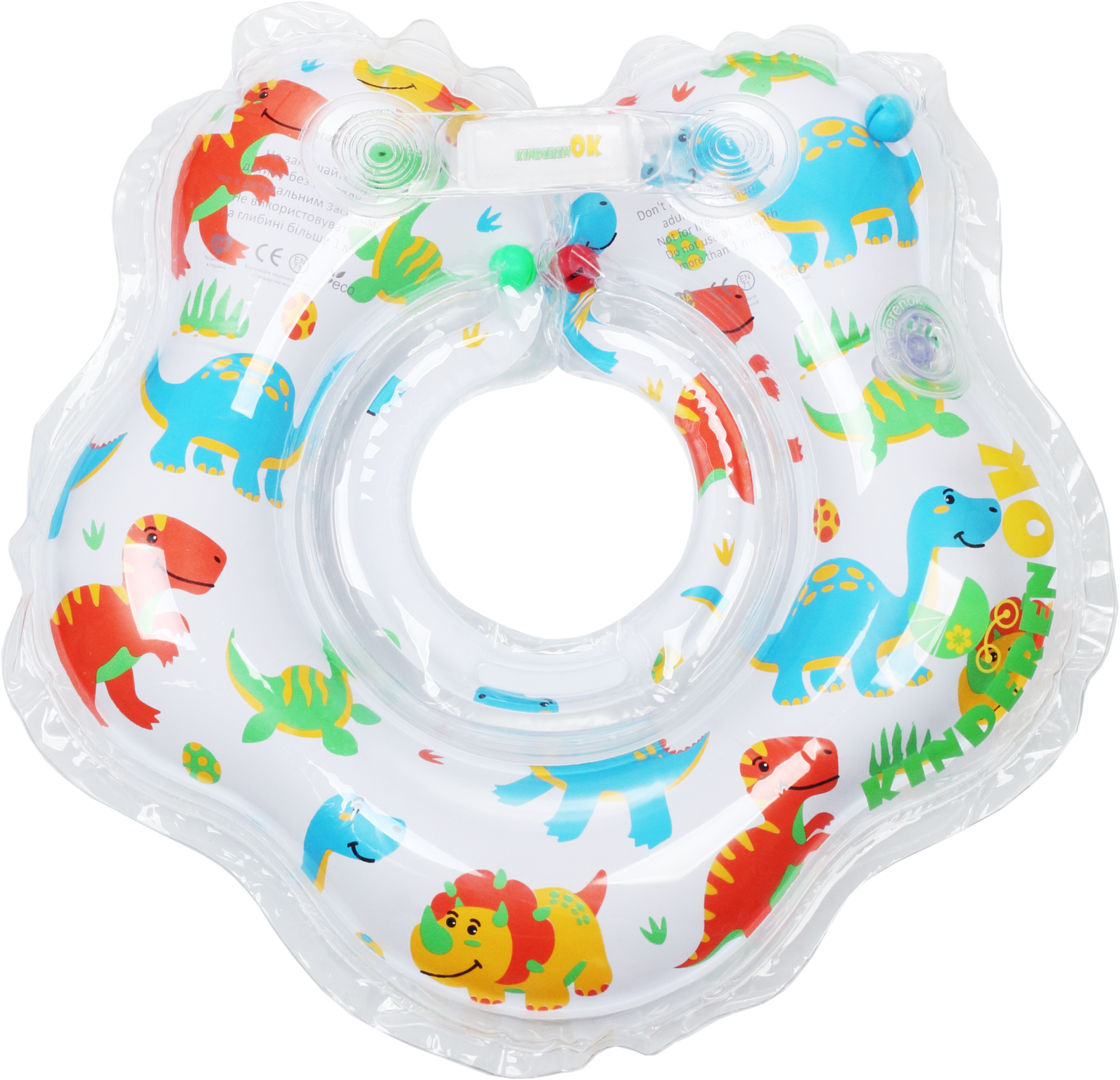 Круг для купания с погремушкой KinderenOK Динозавр, белый (230318) - фото 1