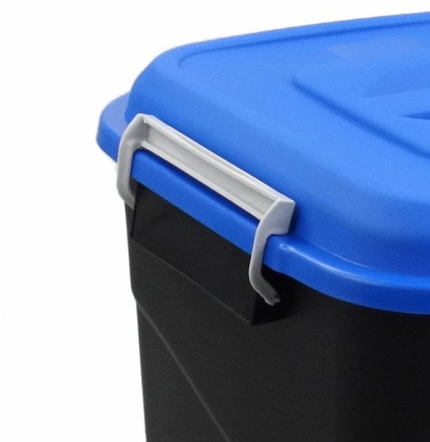 Бак для сміття Tayg Eco, 75 л, з кришкою та ручками, чорний з синім (411021) - фото 2