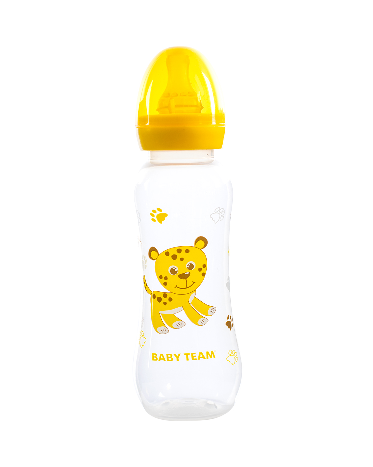 Пляшечка для годування Baby Team, з латексною соскою, 250 мл, жовтий (1310_желтый) - фото 1