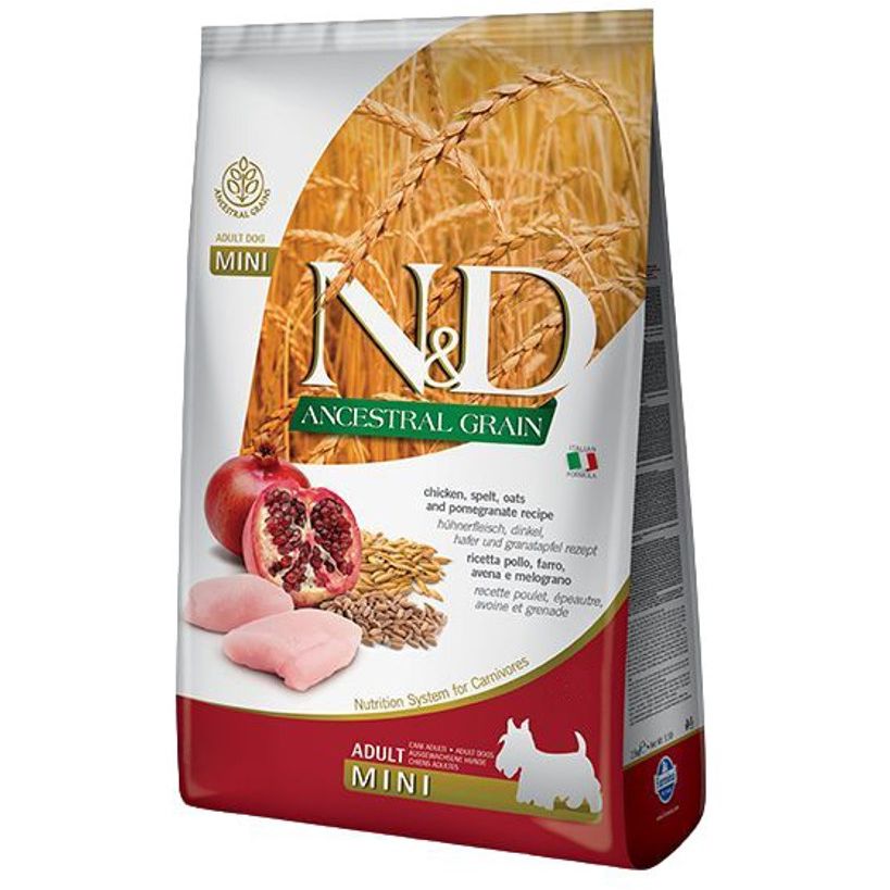 Сухий корм для дорослих собак малих порід Farmina N&D Low Grain Dog Chicken&Pomegranate Adult Mini, курка та гранат, 800 г - фото 1