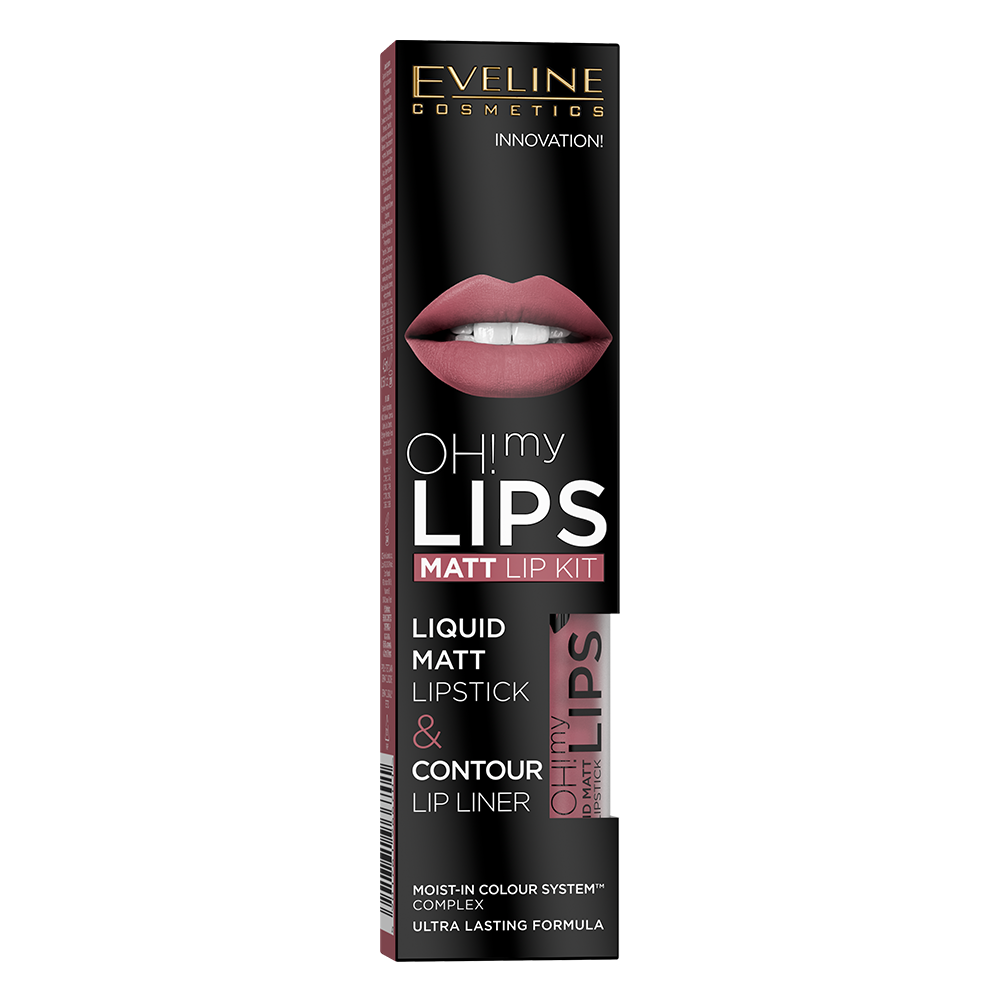 Набор Eveline №4: матовая губная помада Oh My Lips, тон 04, 4,5 мл + контурный карандаш для губ Max Intense Colour, тон 12 (Pink), 1,2 г (LBL4LIPSK04) - фото 3