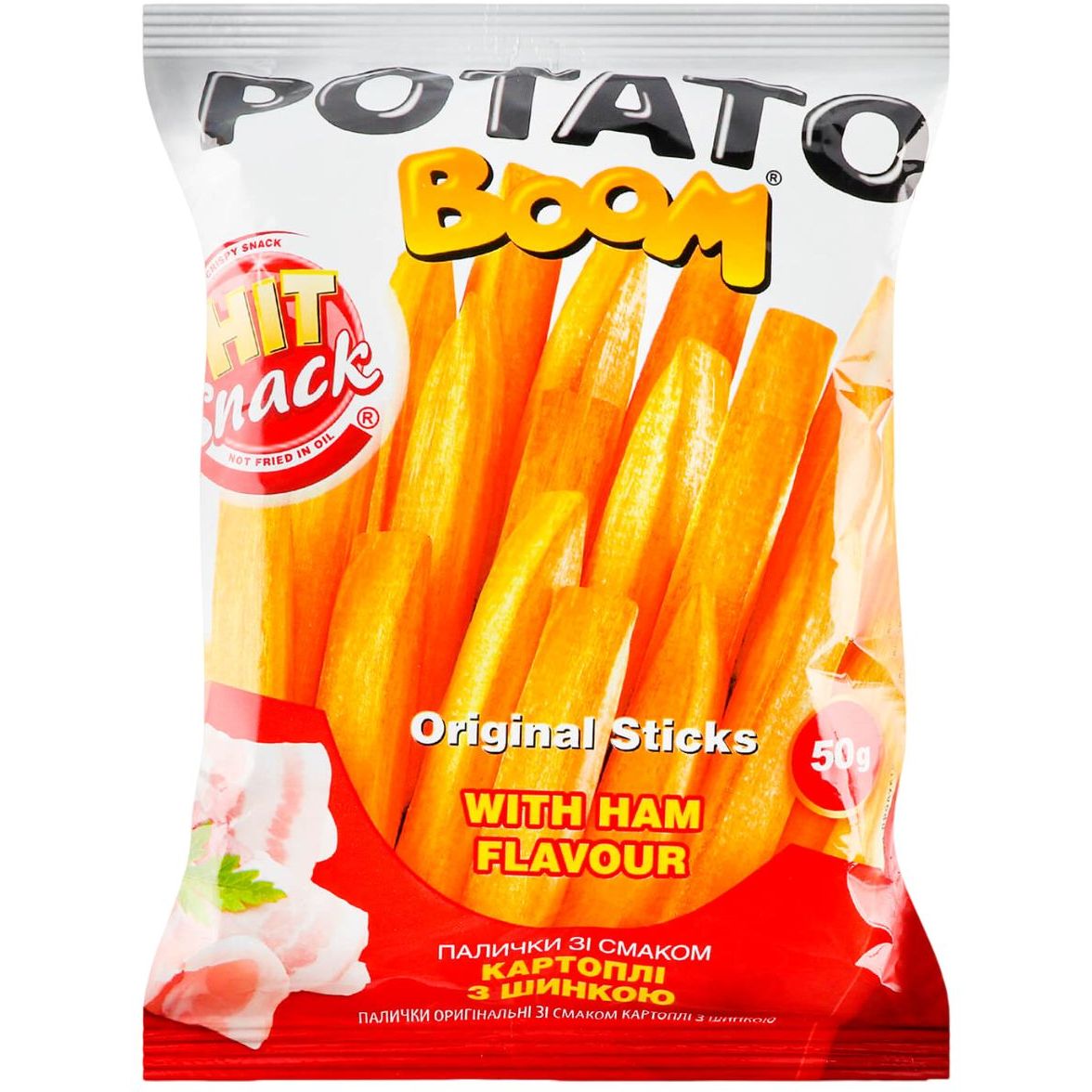 Палички Potato Boom зі смаком картоплі з шинкою 50 г (617606) - фото 1