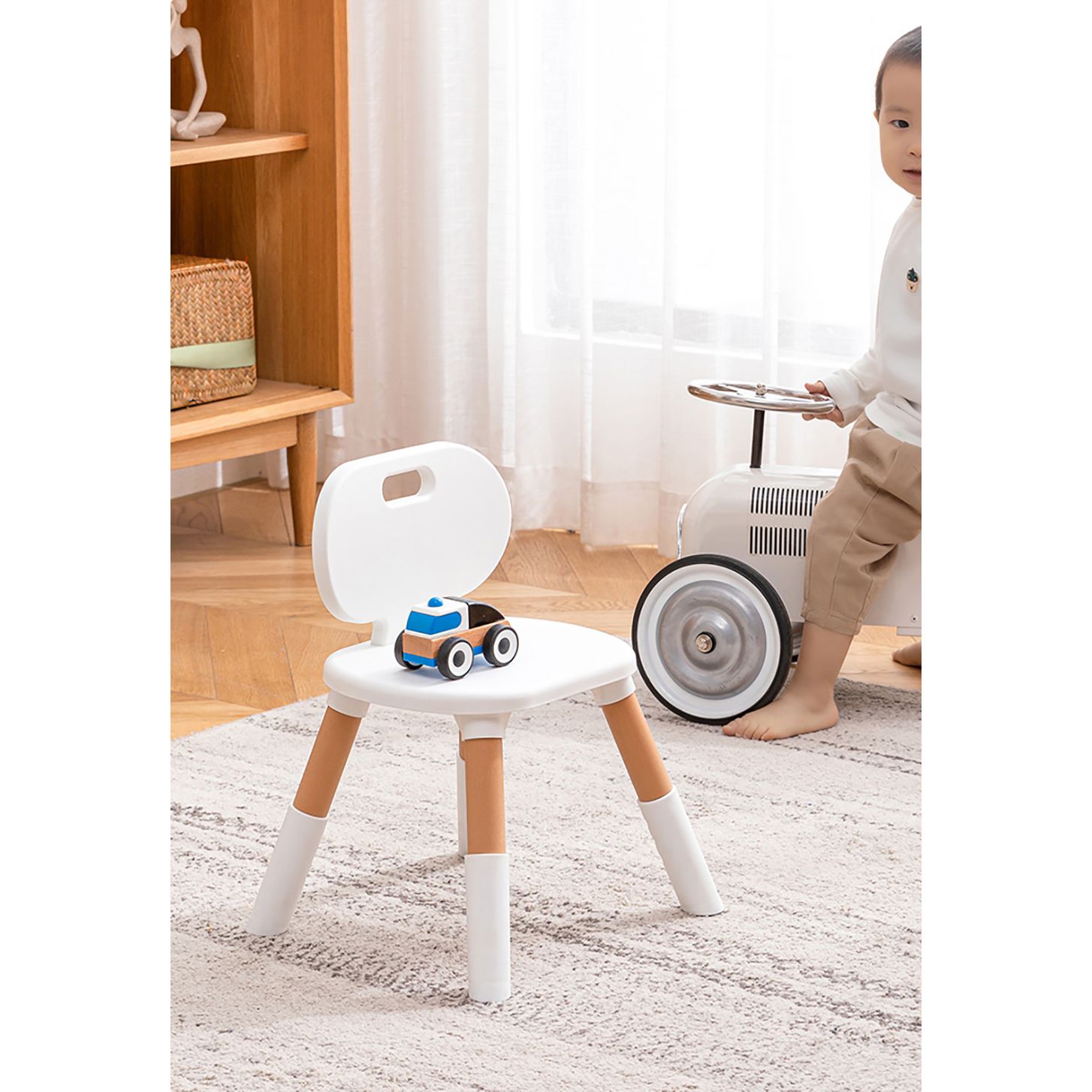 Детский многофункциональный столик и стульчик Poppet Мультивуд 3в1, белый (PP-010) - фото 5