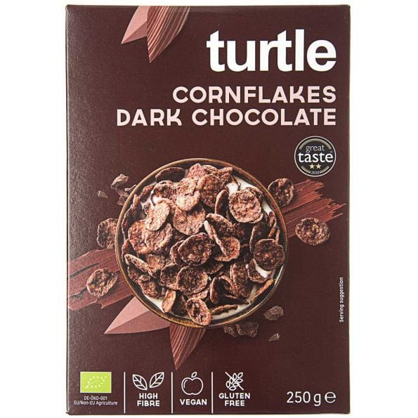 Пластівці Turtle кукурудзяні в темному шоколаді, без глютену, органічні 250 г - фото 1