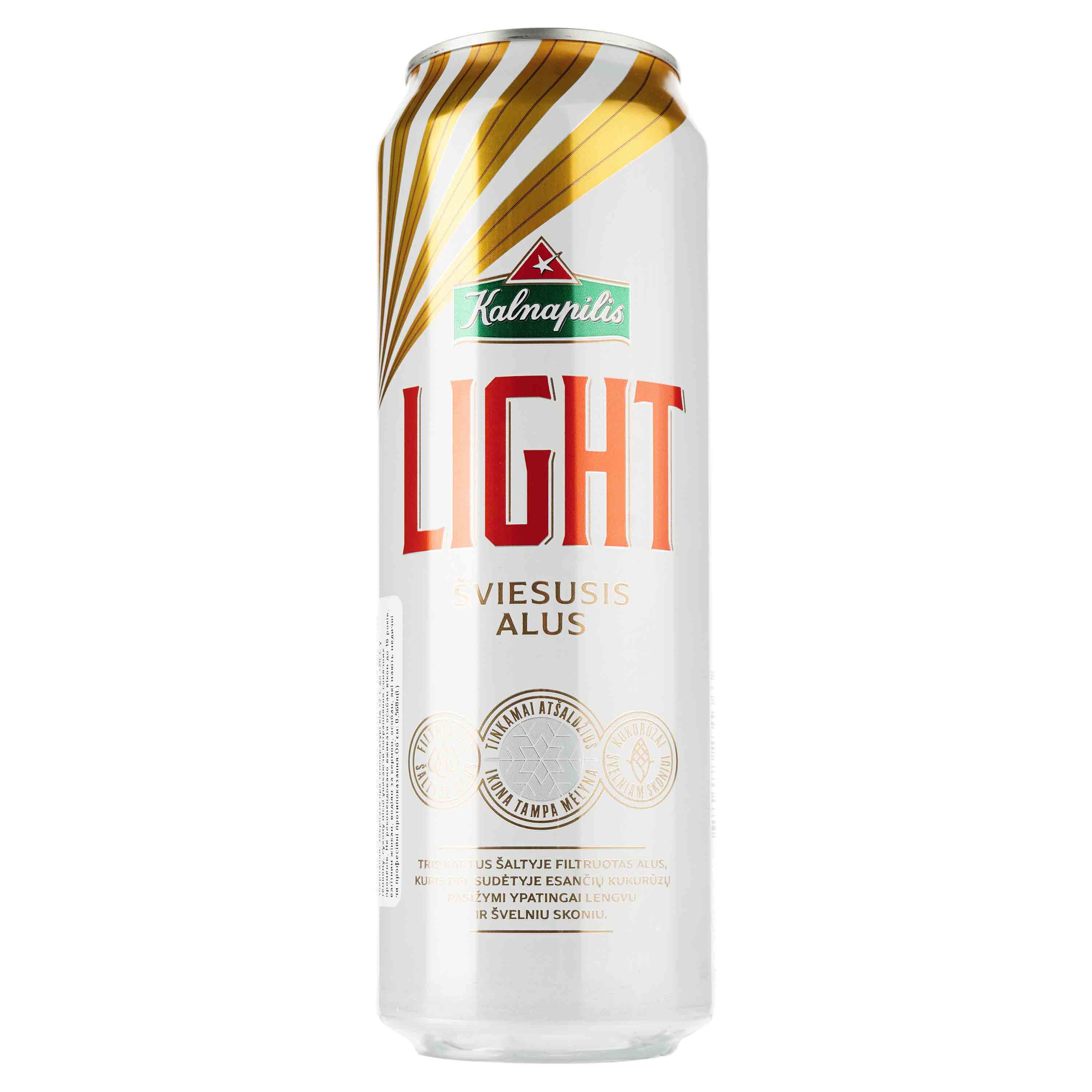 Пиво Kalnapilis Light, світле, фільтроване, 4,7%, з/б, 0,568 л - фото 1