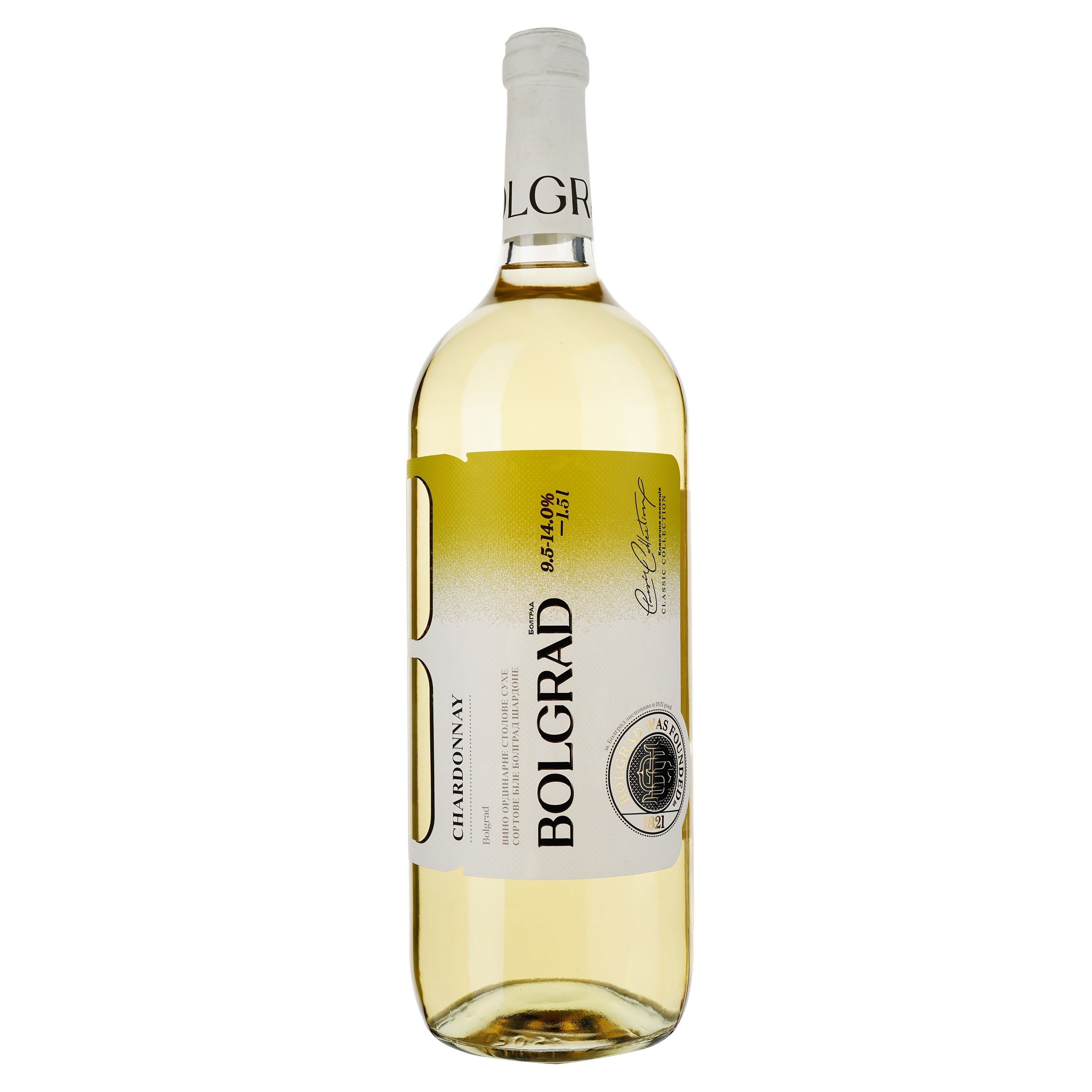 Вино Bolgrad Chardonnay, біле, сухе, 1,5 л - фото 1