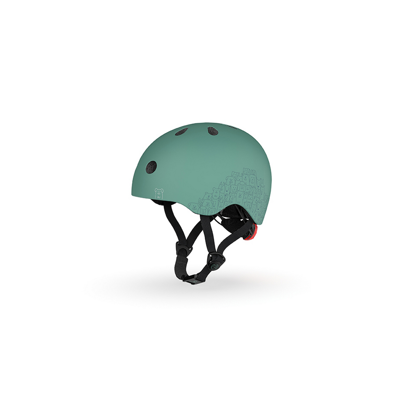 Шлем защитный Scoot and Ride светоотражающий, с фонариком, 45-51 см (XXS/XS), серо-зеленый (SR-210225-FOREST) - фото 5