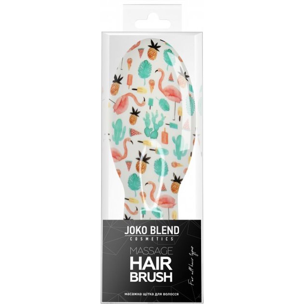 Массажная щетка для волос Joko Blend Summer Sparkle Hair Brush, голубой с фламинго и кактусами - фото 3