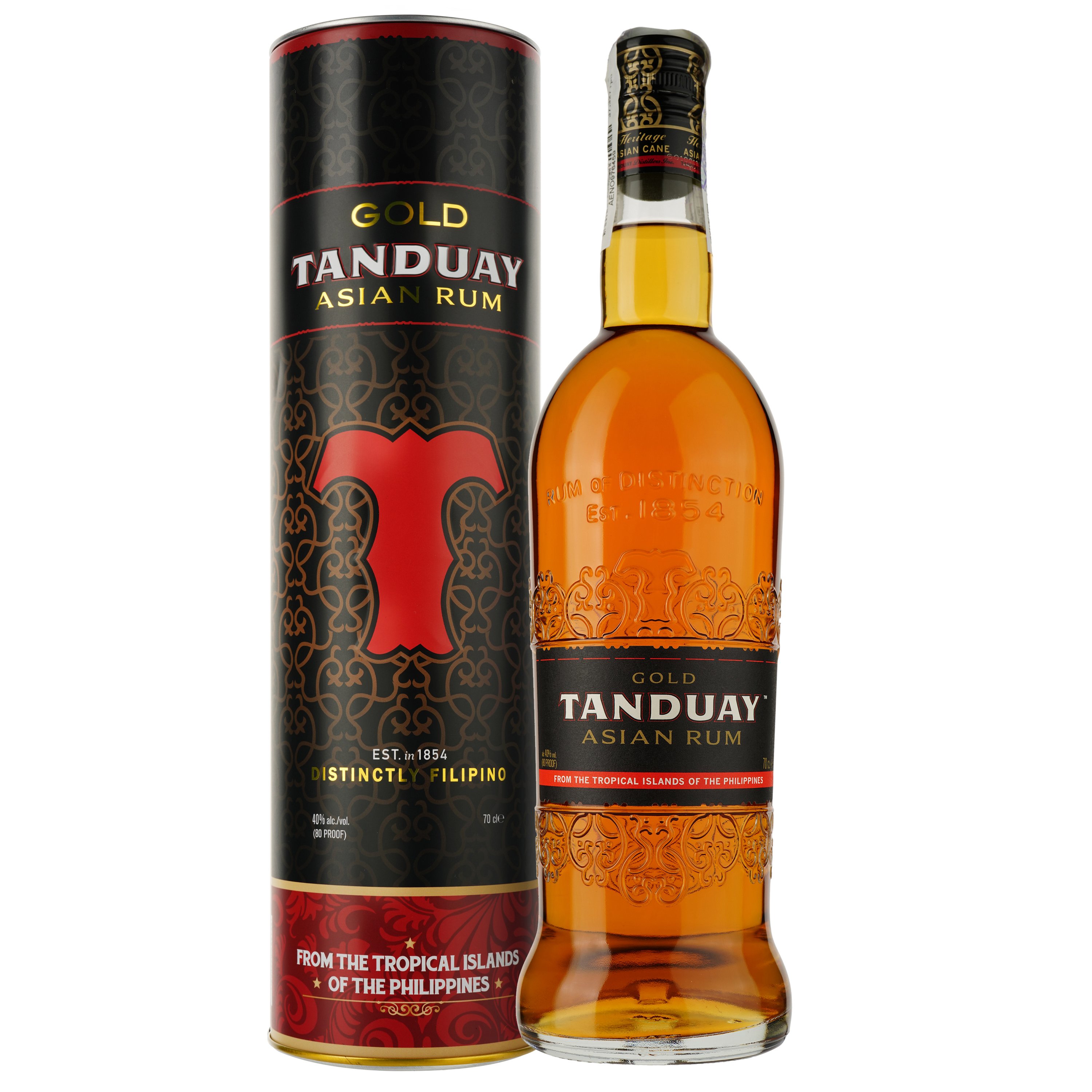 Ром Tanduay Asian Rum Gold 40% 0.7 л в тубусе - фото 1
