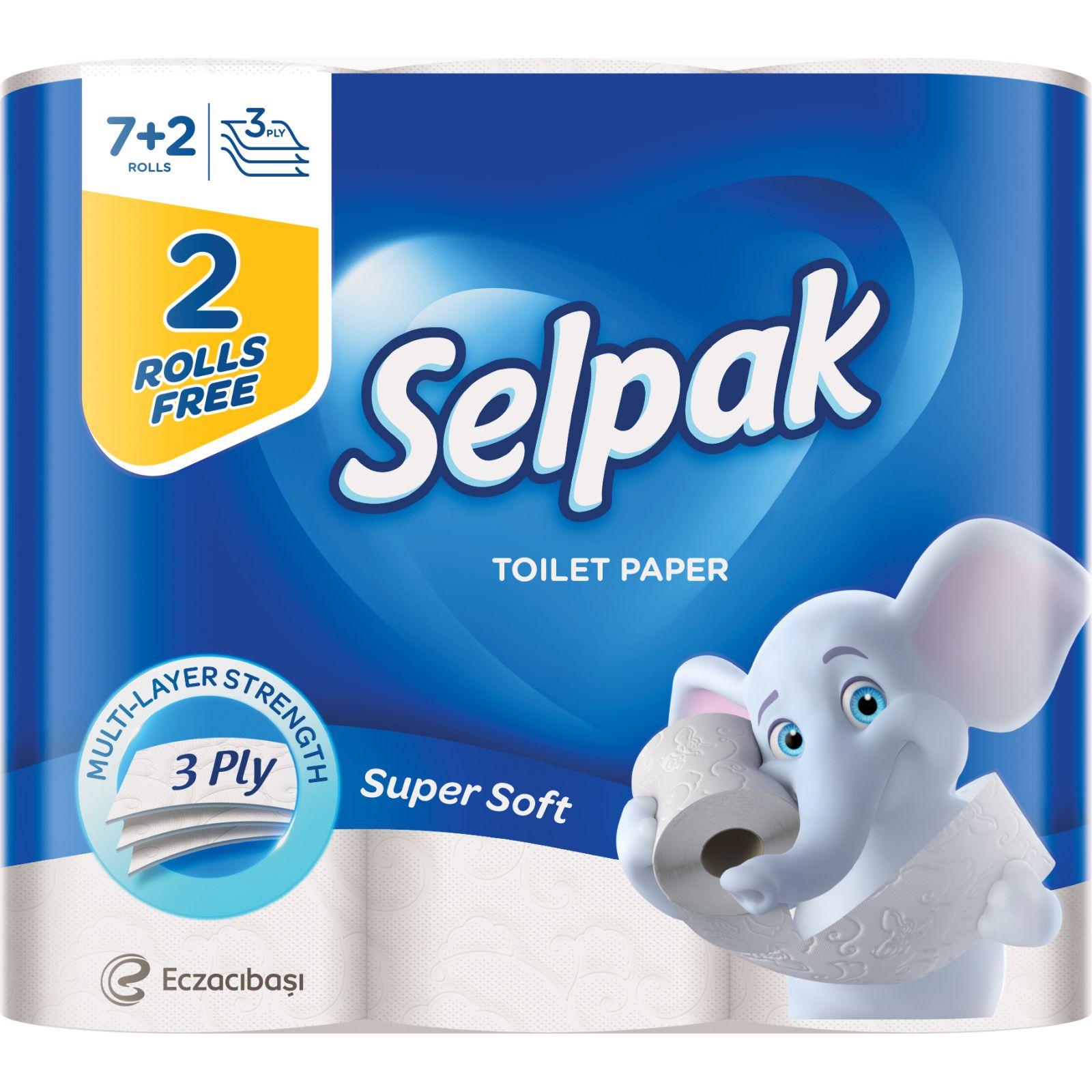 Туалетная бумага Selpak трехслойная белая 7+2 рулонов - фото 1