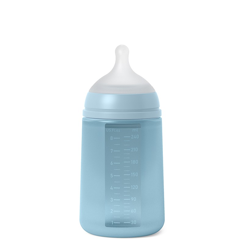 Бутылочка для кормления Suavinex Colour Essence, физиологическая соска, медленный поток, 240 мл, голубая (308071) - фото 2