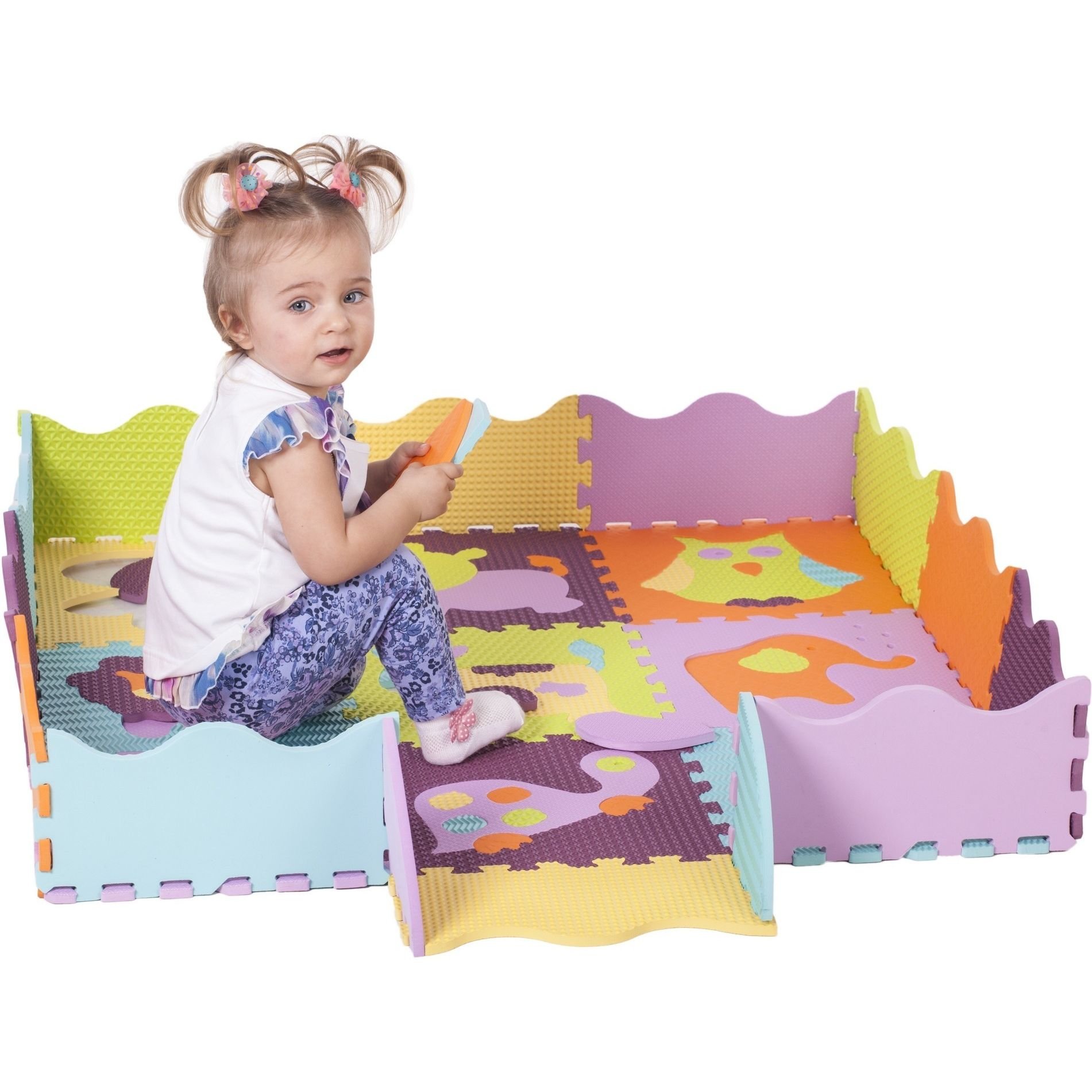 Дитячий ігровий килимок-пазл Baby Great Веселий зоопарк, з бортиком, 122х122 см (GB-M129А2E) - фото 3