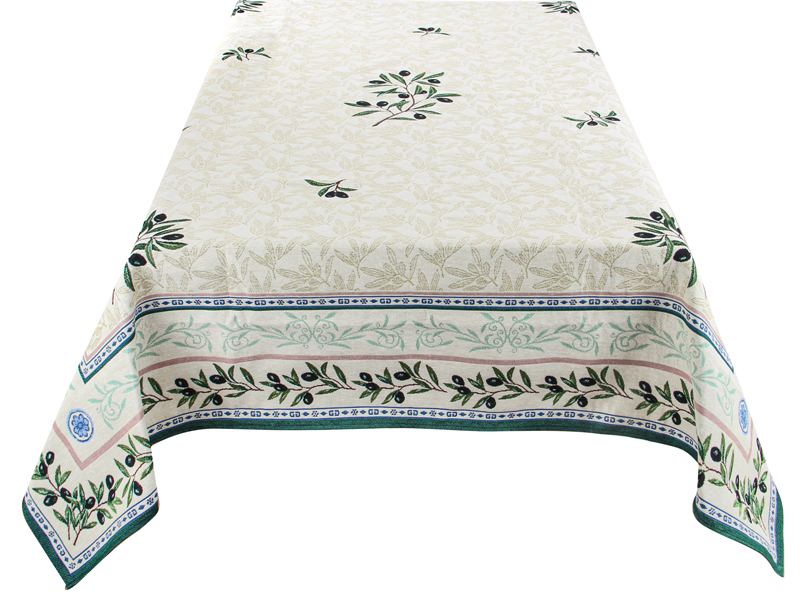 Скатертина Lefard Home Textile Baena гобеленова 260х140 см бежева с зеленим (732-090) - фото 2