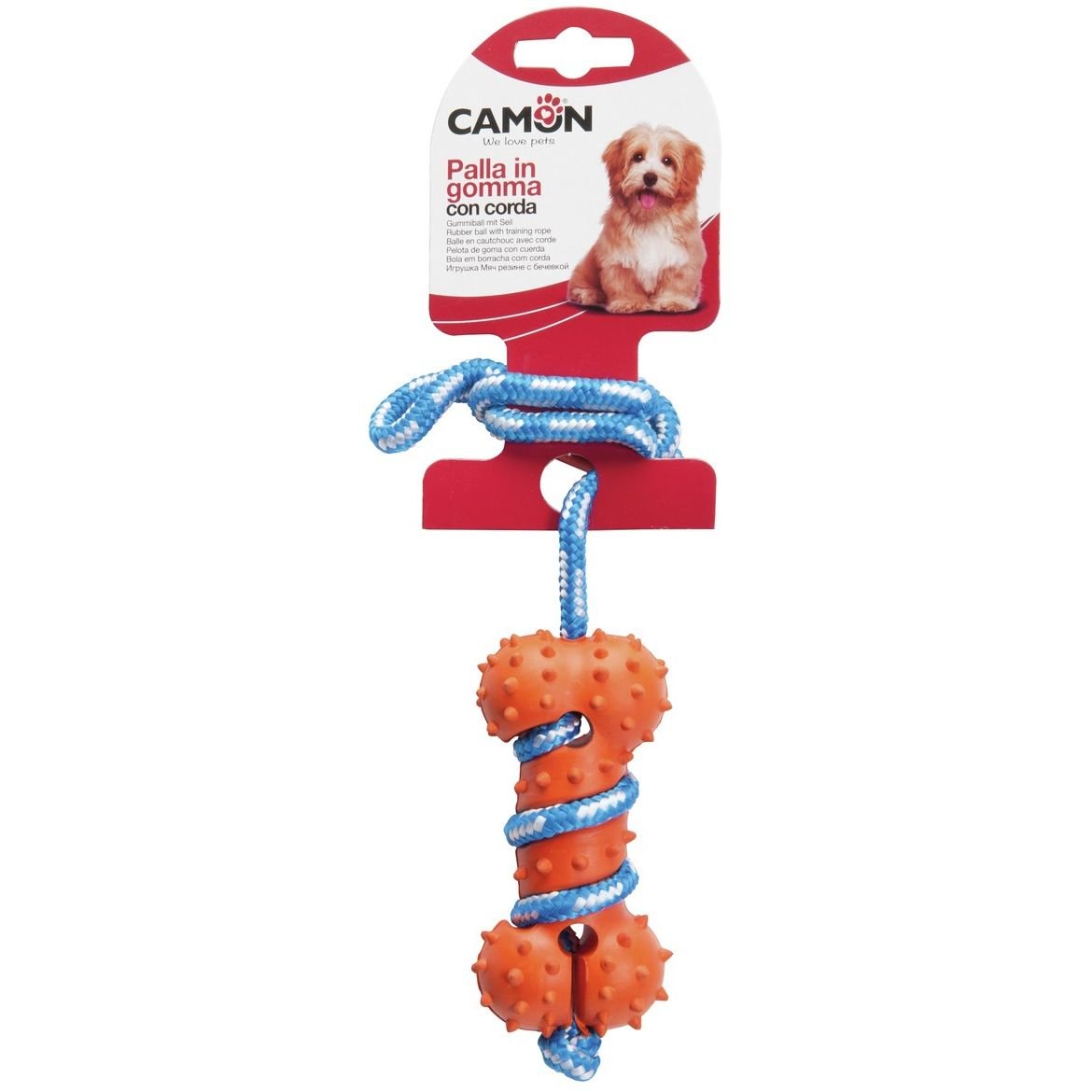 Игрушка для собак Camon кость с веревкой, 35х10 см, в ассортименте - фото 1