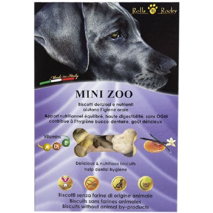Печиво для собак Rolls Rocky Mini zoo mix зі смаком ванілі та карамелі 300 г - фото 1