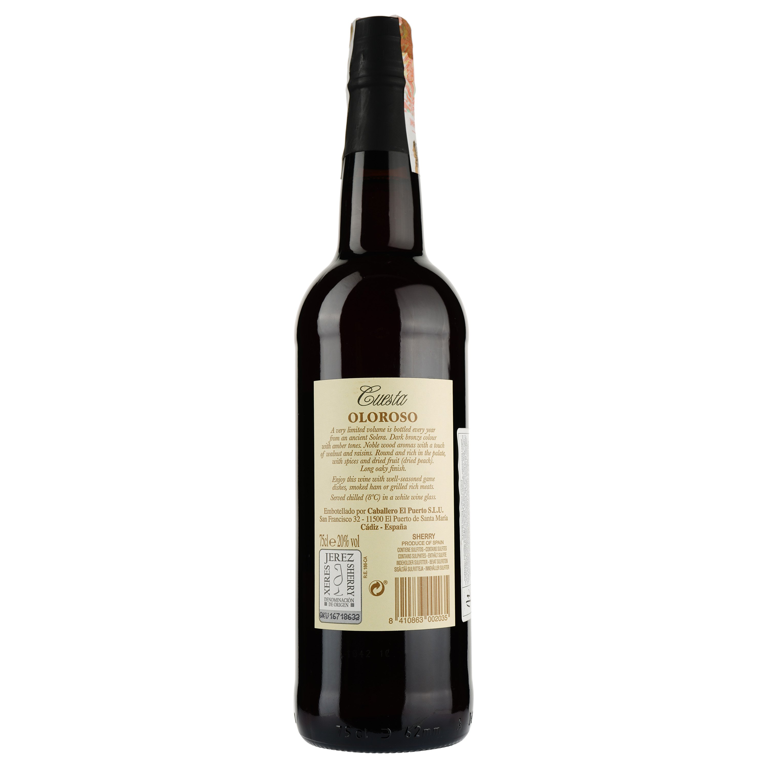 Вино Luis Caballero Cuesta Oloroso Sherry, красне, сухое, 0,75 л - фото 2