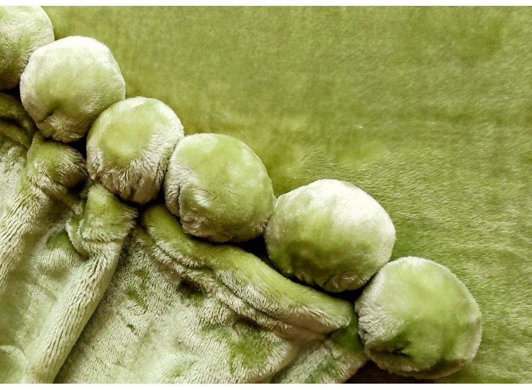 Плед Love You, с помпонами, искусственный мех, 200х150 см, зеленый (181159) - фото 2