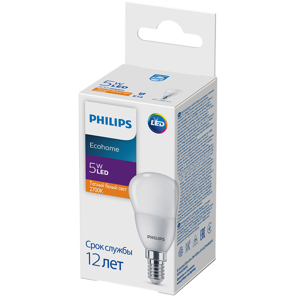 Светодиодная лампа Philips Ecohome LED Lustre, 5W, 2700K, E14 (929002969637) - фото 1