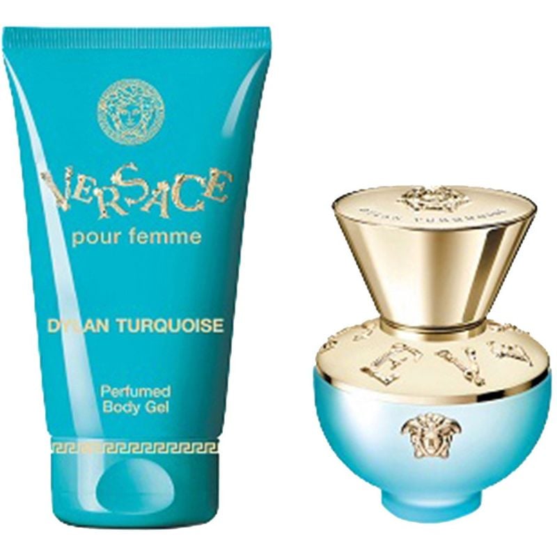 Подарочный парфюмированный набор Versace Pour Femme Dylan Turquoise, Туалетная вода, 30 мл+Парфюмированный гель для ванны и душа, 50 мл - фото 2