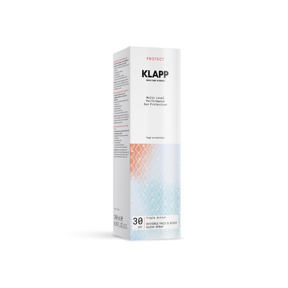 Спрей для засмаги Klapp Multi Level Performance Sun Protection Invisible Face & Body Glow Spray SPF30 з блиском 200 мл - фото 2