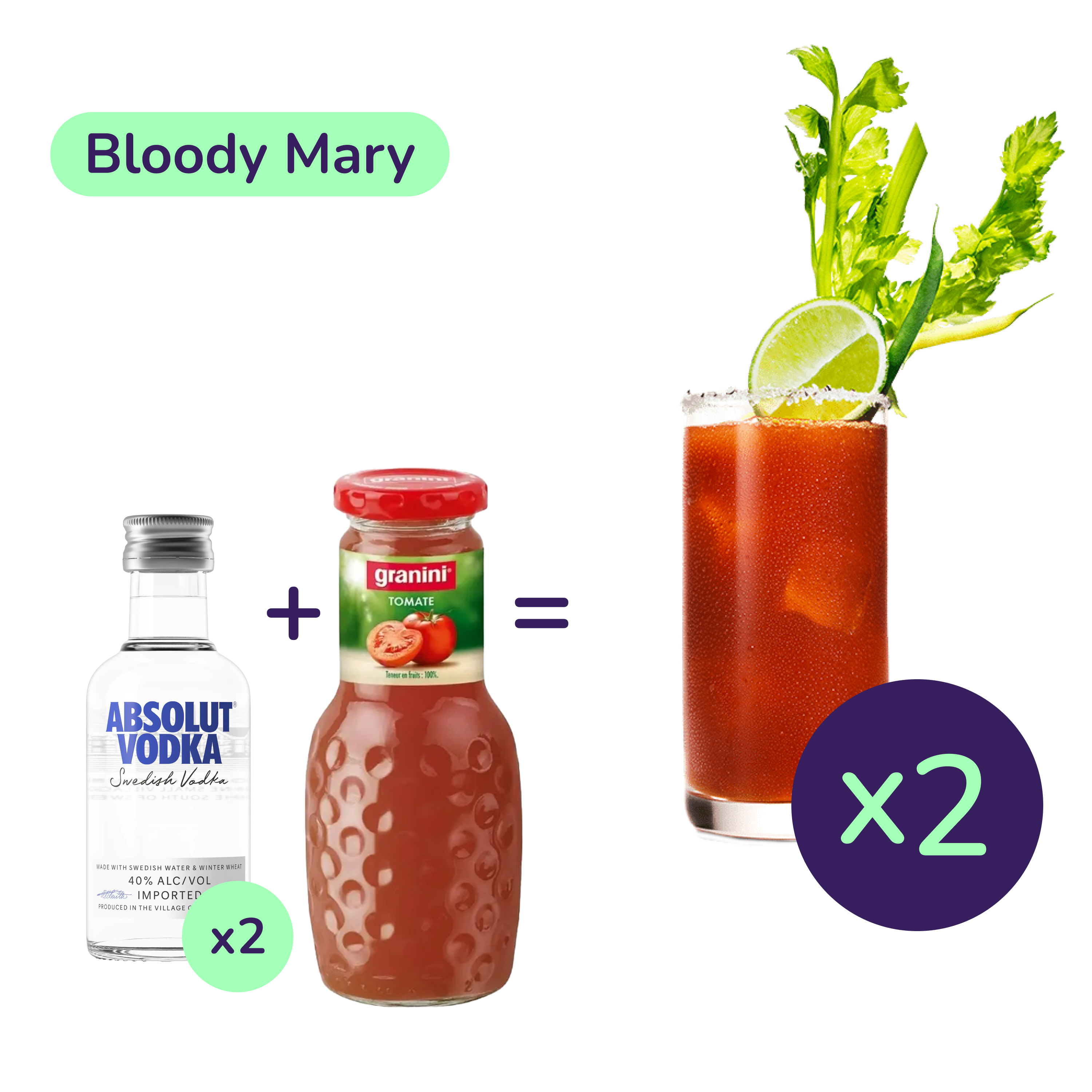 Коктейль Bloody Mary (набор ингредиентов) х2 на основе Absolut - фото 1
