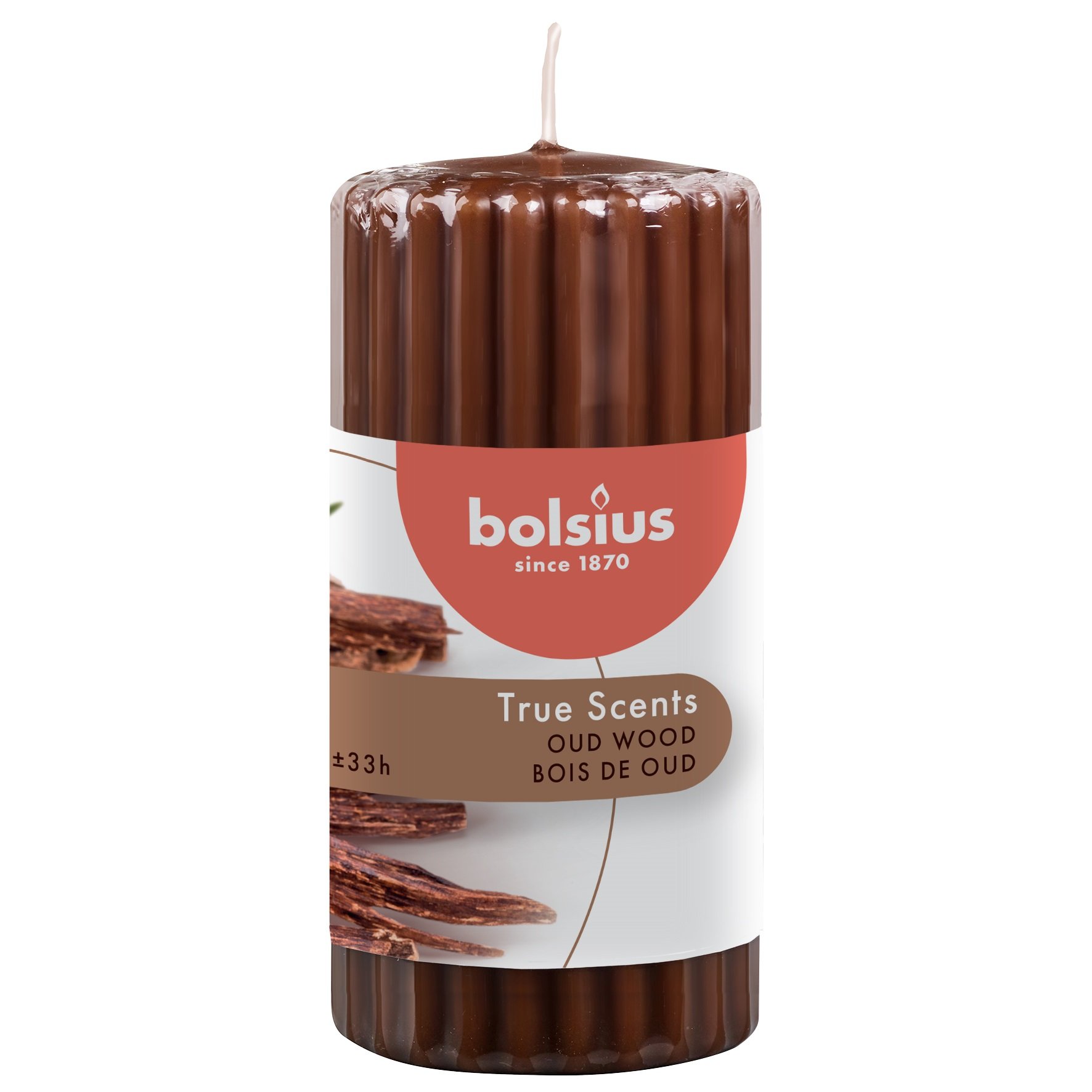 Свеча Bolsius True scents Агаровое дерево столбик, 12х5,8 см, коричневый (266770) - фото 1