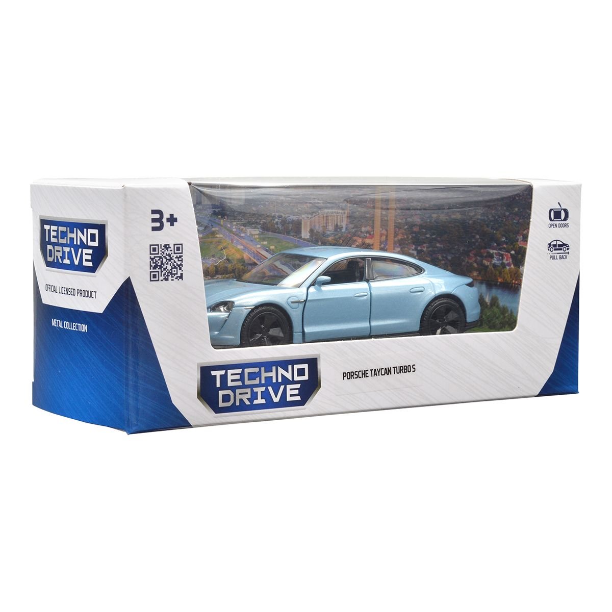 Автомодель TechnoDrive Porsche Taycan Turbo S, 1:32, синя (250335U) - фото 10