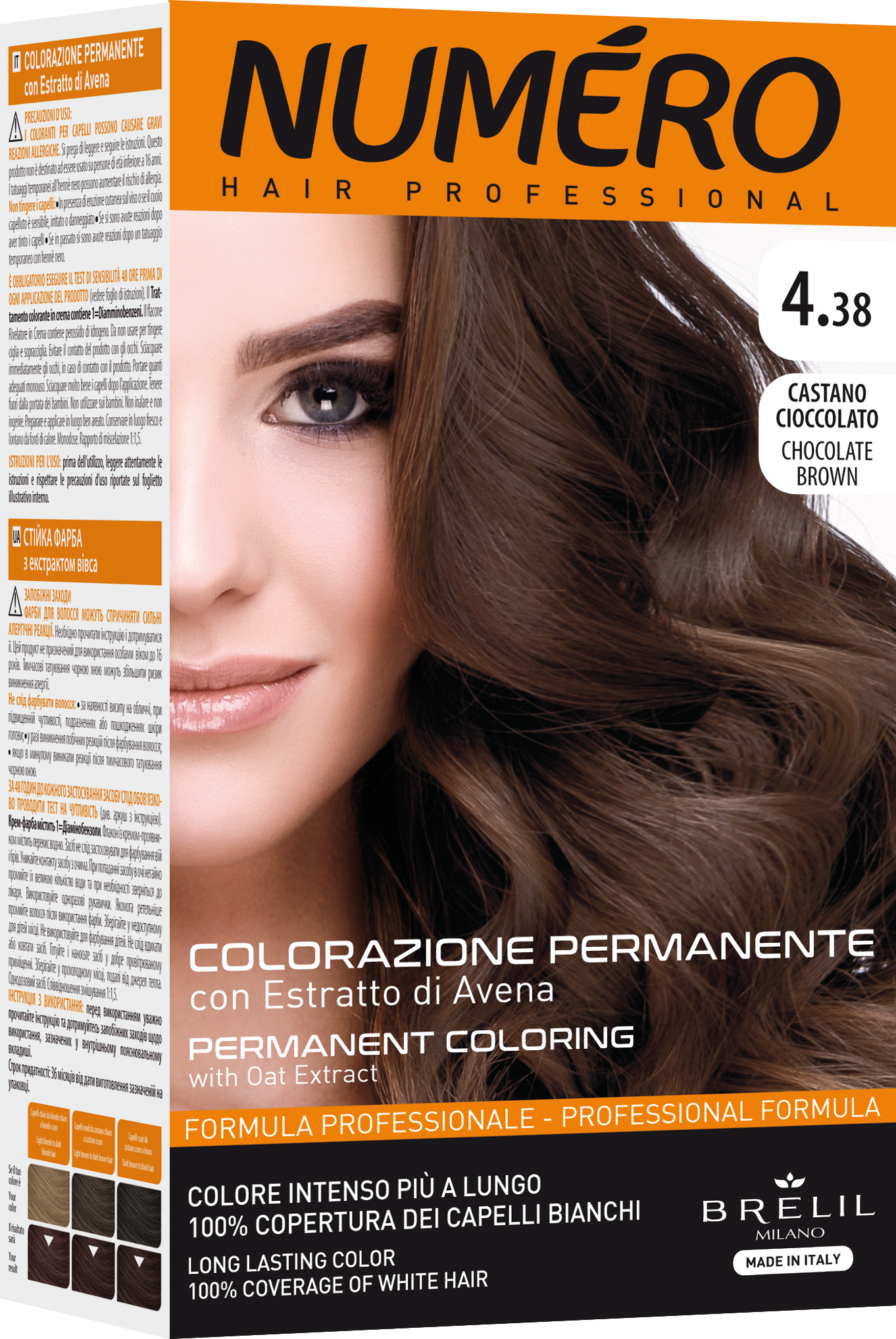 Краска для волос Numero Hair Professional Chocolate brown, тон 4.38 (Шоколадный каштан), 140 мл - фото 1