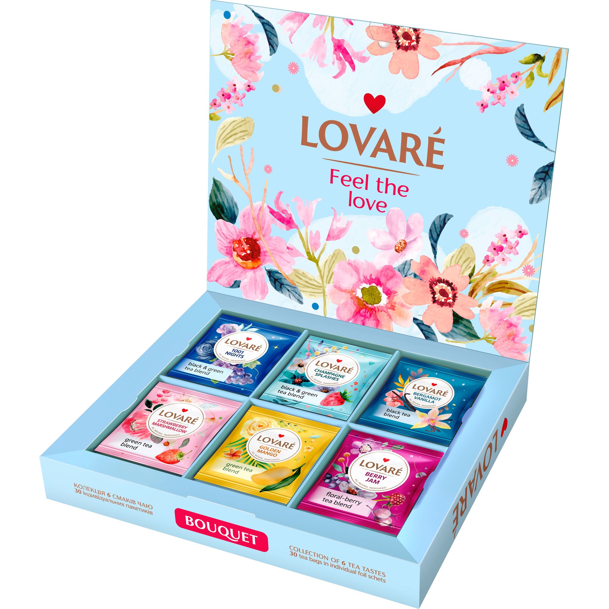 Набор: Коллекция чая Lovare Bouquet 60 г (30 шт. х 2 г) + Варенье Yan из шелковицы 300 г - фото 2