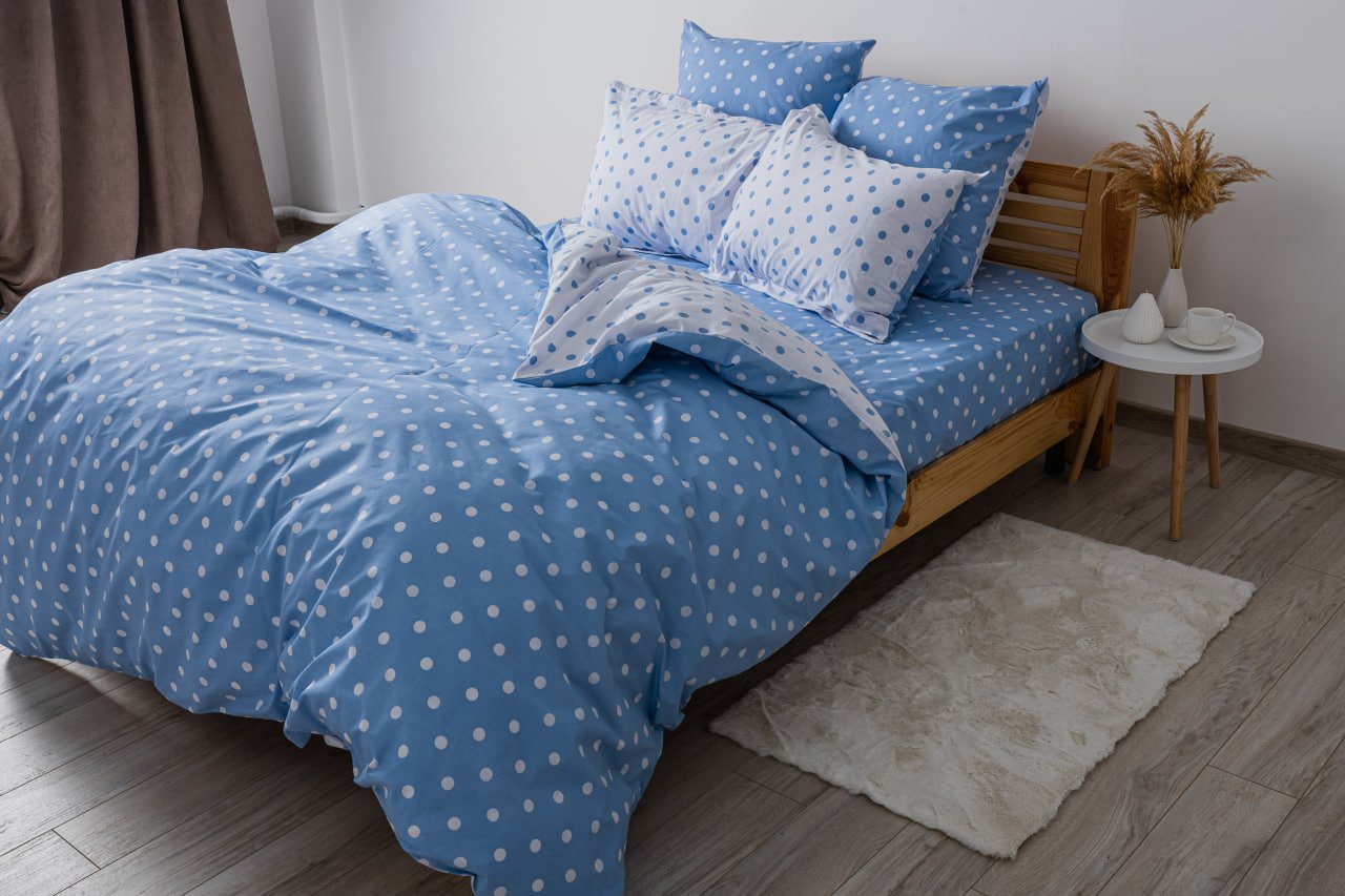 Комплект постельного белья ТЕП Happy Sleep Light Blue Dots евро голубой с белым (2-03796_25072) - фото 2