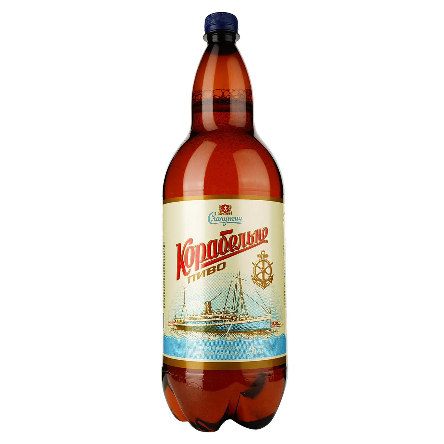 Пиво Славутич Корабельне, світле, фільтроване, 4.2%, 1.96 л - фото 1