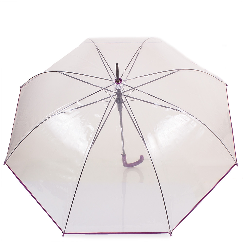 Жіноча парасолька-палиця напівавтомат Happy Rain 105 см прозора - фото 1