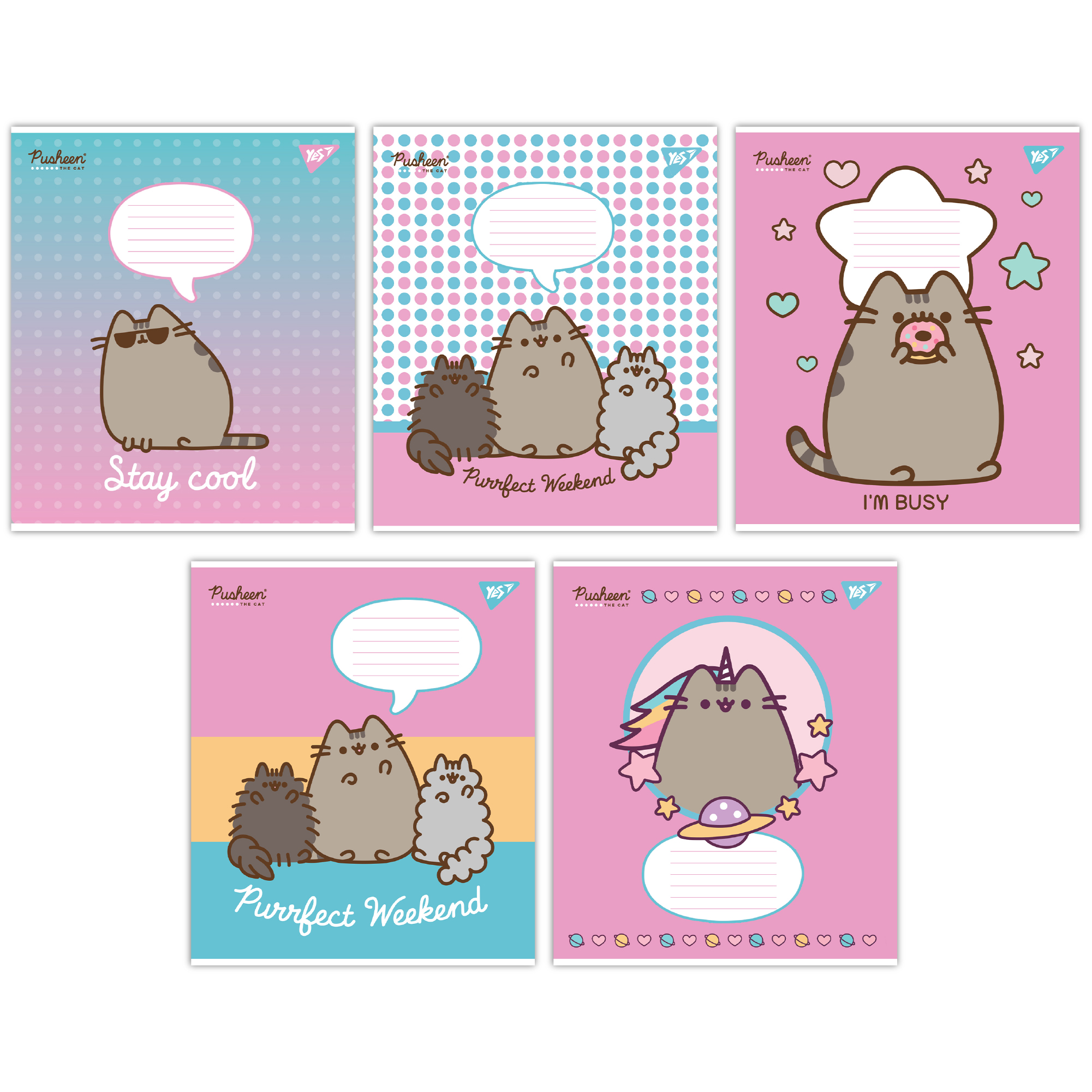 Набор тетрадей Yes Pusheen А5 в линейку 12 листов 25 шт. (766951) - фото 1