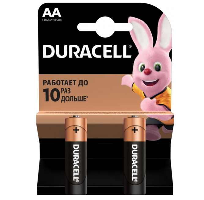 Щелочные батарейки пальчиковые Duracell 1,5 V АA LR6/MN1500, 2 шт. (706001) - фото 1