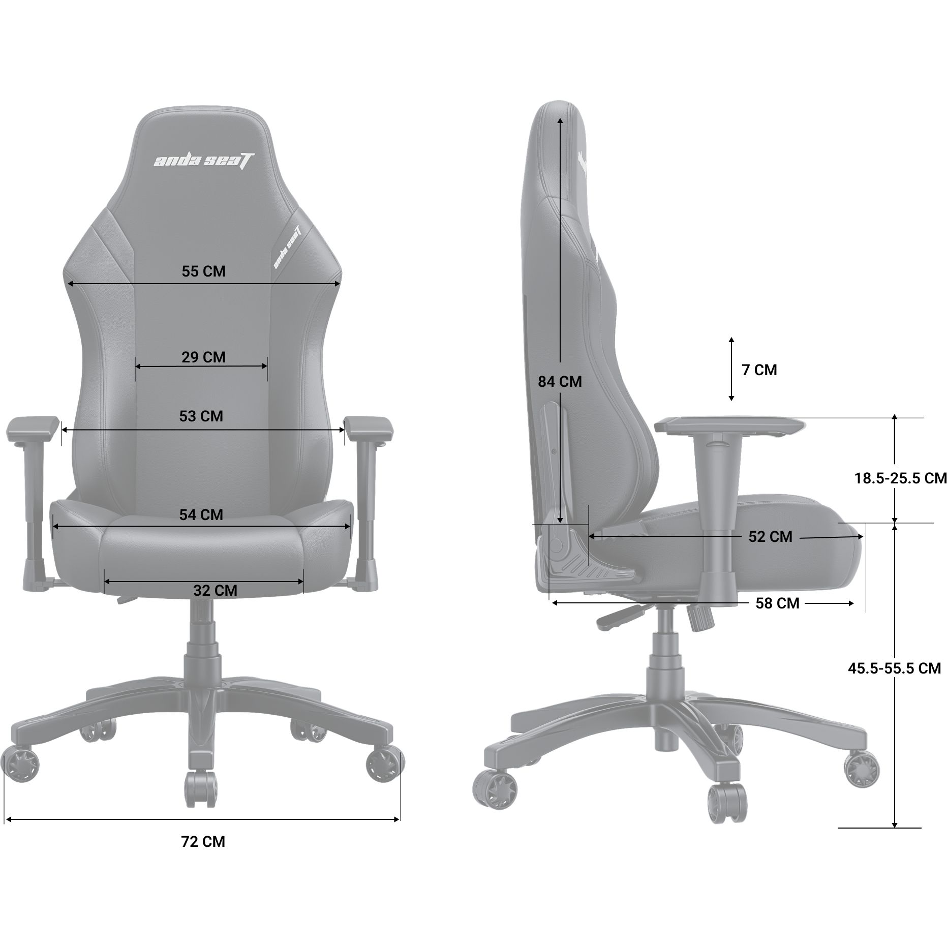 Крісло ігрове Anda Seat Luna Size L Grey Fabric (AD18-44-G-F) - фото 10